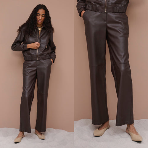 Pia B brown leather trousers