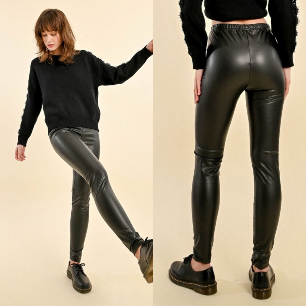 Molly Bracken black faux leather leggings