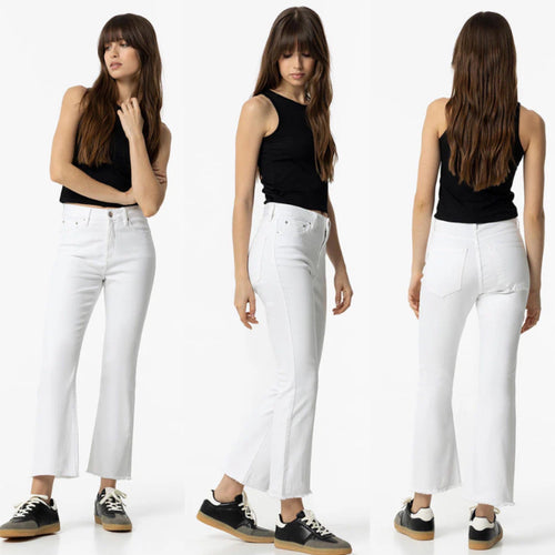 Tiffosi Cropped Flared White Jeans